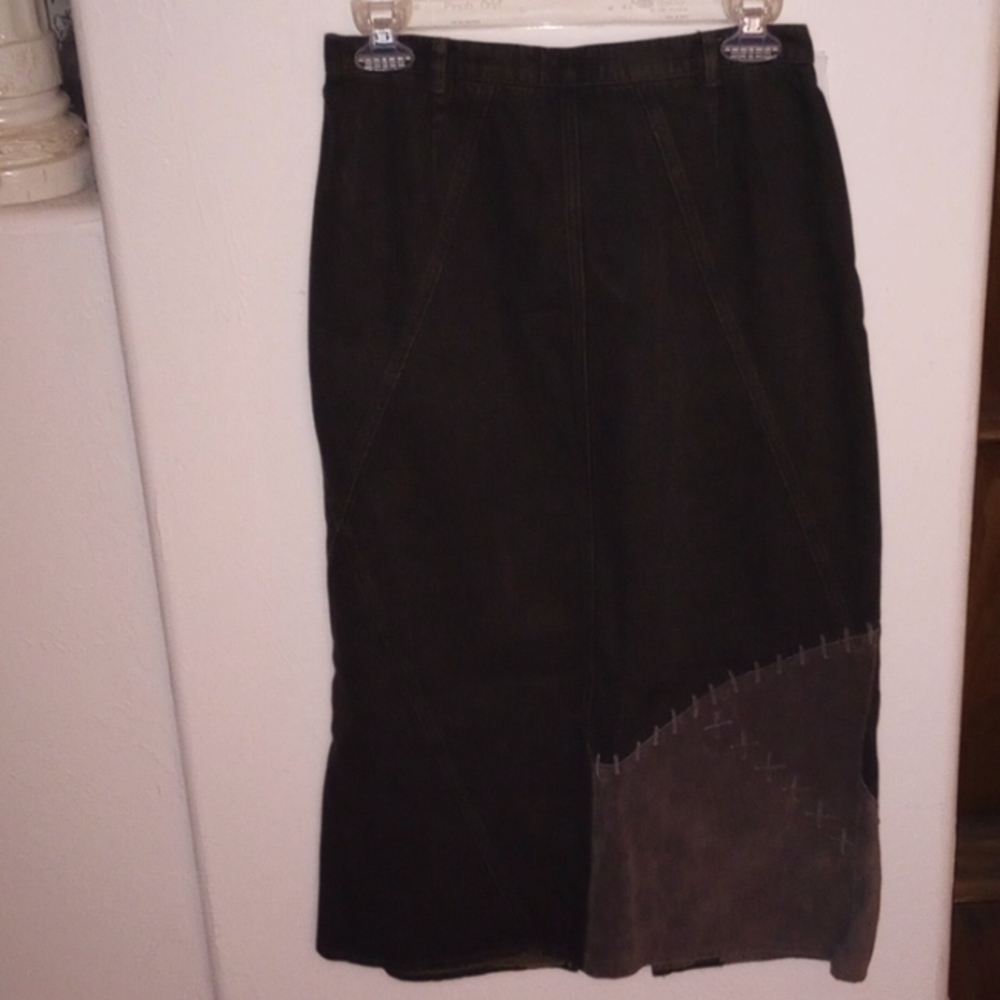 NWT Suede and Denim Skirt